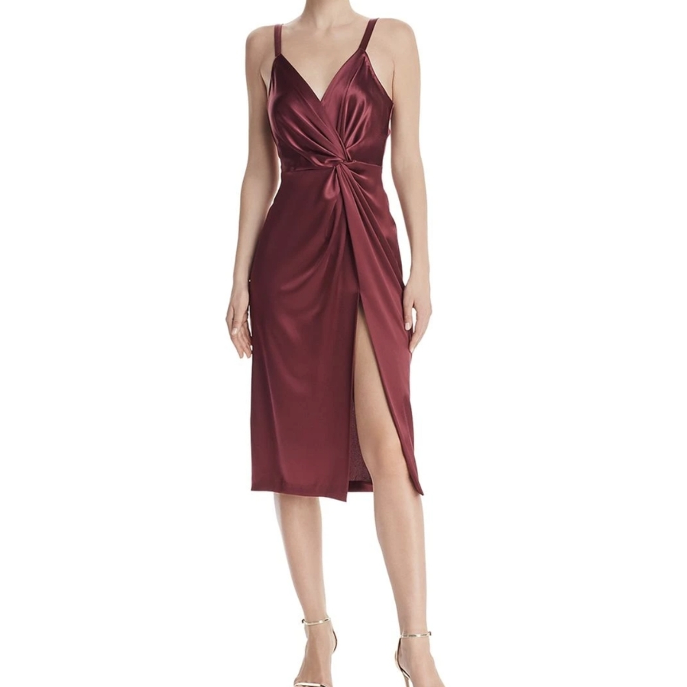 JILL JILL STUART SATIN TWIST-FRONT SLIP DRESS